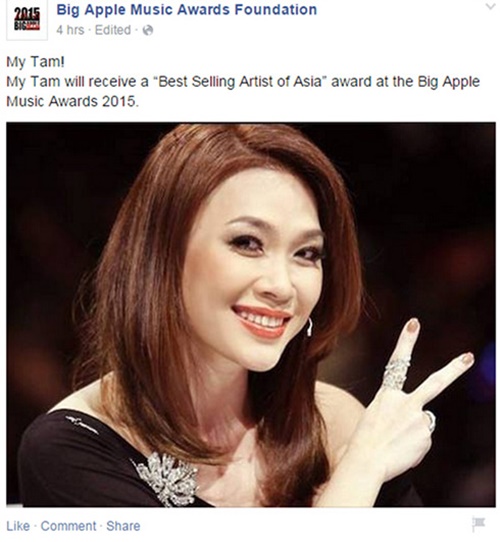 Mỹ Tâm vinh danh Big Apple Music Awards